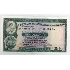 HONG KONG 1972 . TEN 10 DOLLARS BANKNOTE
